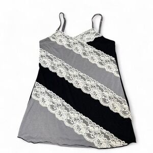Black and grey lace cami top with adjustable straps